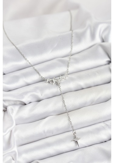316l Çelik Zincir Gümüş Renk Yıldız Model Y Kadın Kolye Renkli