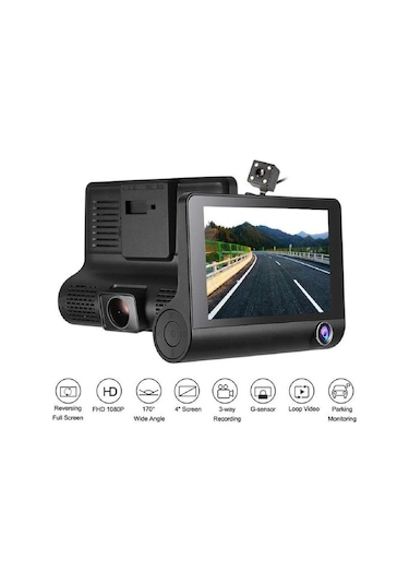 3 Kameralı 4 " 1080P Yol Kayıt Geri Vites Araç Kamerası