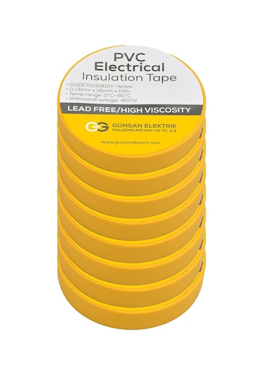 Günsan Sarı Elektrik İzolasyon Bandı 10 Adet