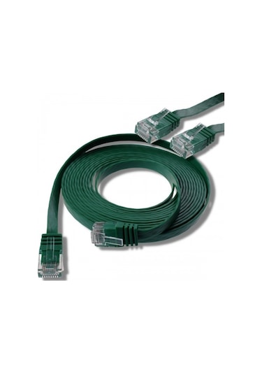 Irenis CAT6 Kablo Yassı Ethernet Network Lan Ağ İnternet Kablosu 3 M Yeşil