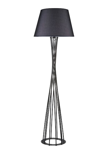 Retro Metal Dekoratif Siyah Köşe Lambası Lambader Başlık Çap:45 Cm