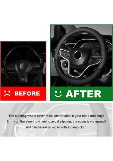 Yifomall 38cm Siyah Deri-silikon Araba Direksiyon Kılıfı - Kaymazsız, Nem Geçirir, Evrensel Uyum Otomobil, Suv, Karavan Siyah