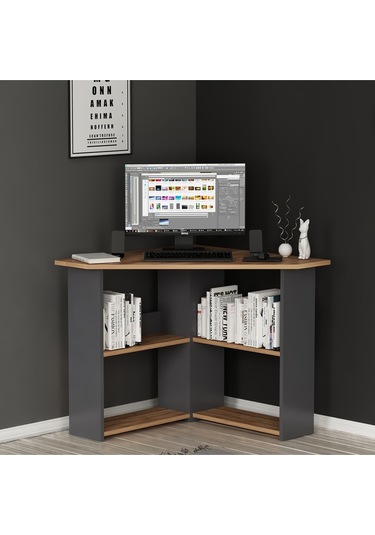 Corner Çalışma Masası Bilgisayar Masası Ofis Masası Kemençe - Antrasit