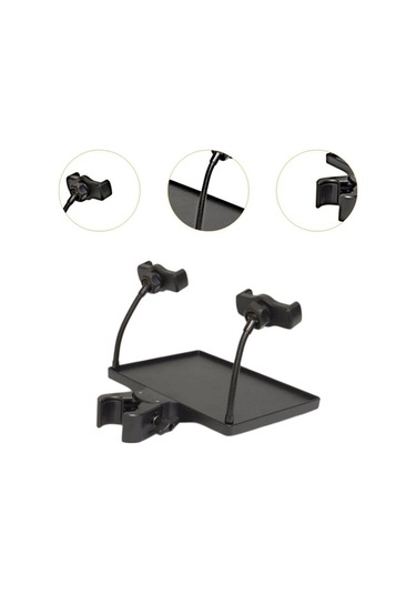 Trendooze Mikrofon Standı Tepsi Ses Kartı, 2 Telefon Tutucu,raf