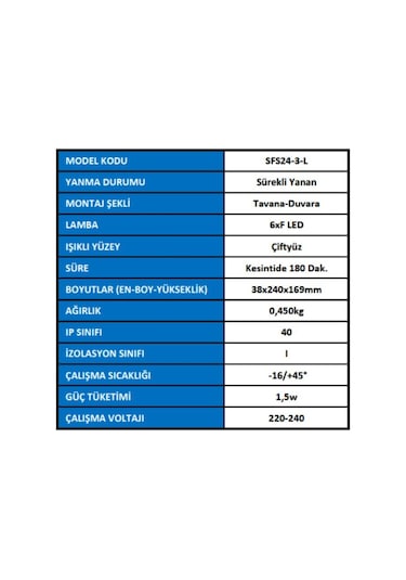 Arsel Sfs Sfs24-3-L Acil Çıkış Yönlendirme Armatürü Sürekli Ve K (469485358)