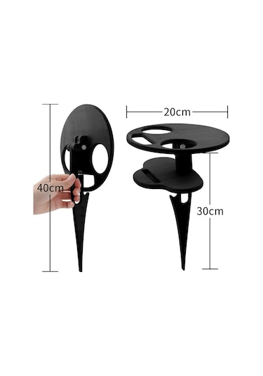 Novahub Çift Katmanlı Siyah Plaj Masası Açık Taşınabilir Katlanır Şarap Masası, Renk: Double Layer Black, Size:double Layer Black Diğer Çok Renkli
