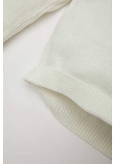 DeFacto Kız Bebek Bisiklet Yaka Basic Düz Triko Kazak X8187A224AUER100 Ekru