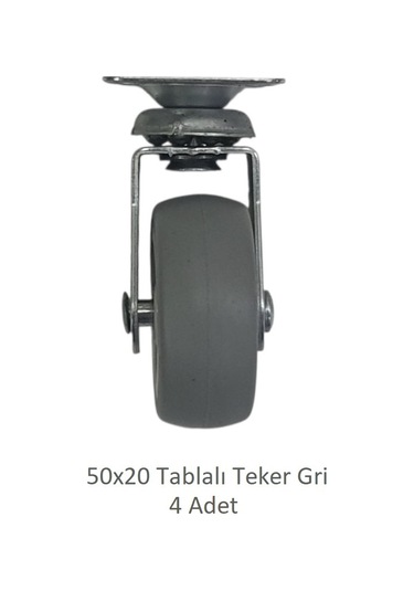 Ofis Koltuk Dolap Etajer 360 Derece Döner 50 X 20 Tablalı Teker Gri 50 Mm 4 Adet Gri