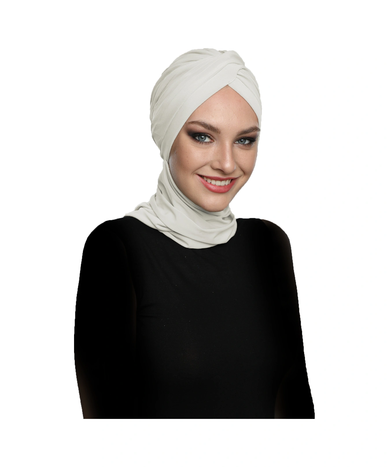 Çapraz W Atkılı Krem Hazır Türban Tesettür Bone Krem