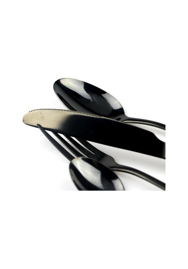 Gümüş 4 Adet Yemek Takımı Seti Paslanmaz Çelik Renkli Gökkuşağı Çatal Bıçak Takımı Gümüş