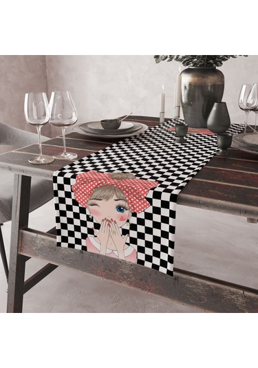 Alkanhomes Fashion Girl Temalı Dekoratif Runner