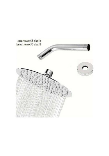 Fastbuy Challenger Simli 20 32cm Duş Başlığı 15 24cm Duş Kolu Lüks Krom Paslanmaz Duş Seti Ultra İnce Basınç Artırıcı Kendind Simli