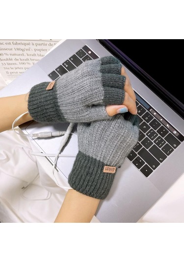 Suntek Usb Isıtmalı Eldivenler Bilgisayar Ofis İşleri Gri Gri