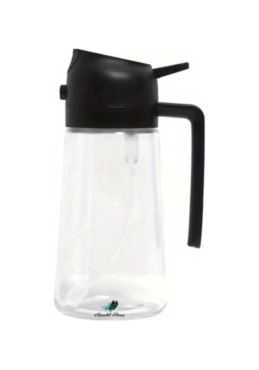 3 Adet Çift Fonksiyonlu Yağdanlık 450ml Zeytinyağı Sıvıyağ Cam Şişe Sprey Airfryer Yağlık Sirkelik Çok Renkli