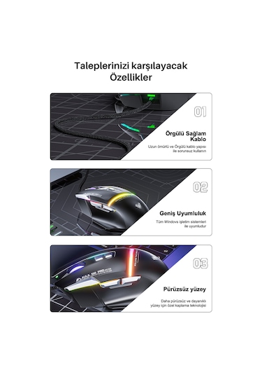 Aula S12 Pro 12800 Dpı 8 Tuşlu Makrolu Kablolu Optik Gaming Oyuncu Mouse Siyah Diğer
