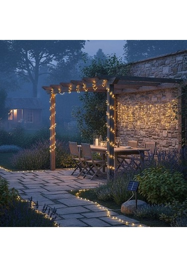Kenpazar Güneş Enerjili Balkon Bahçe Peri Led 20 Metre S-20 Çok Renkli