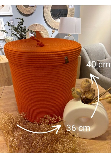 Victor Çok Amaçlı Düzenleyici Kapaklı Sepet,kapaklı Saksılık, Kapaklı Organizer 36x40 - Büyük Boy Turuncu