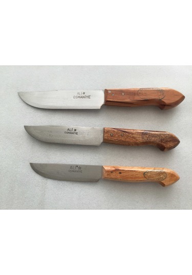 3 Adet Mutfak Bıçağı Seti - Ali Umuş - Boy 24 - 26 - 29 CM Ahşap