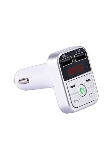 B2 Çift Usb Şarj Bluetooth Fm Verici Mp3 Müzik Çalar Araç Kiti, Eller Serbest Arama Ve Tf Kart Ve U Disk Gümüş Desteği