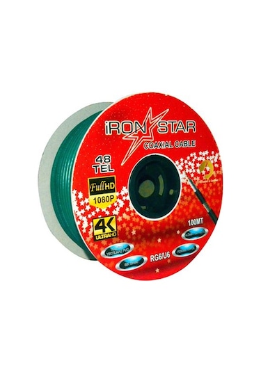 Topkablo Y Ironstar Rg6-u4 48 Tel Yeşil Anten Kablosu 100 Mt Class