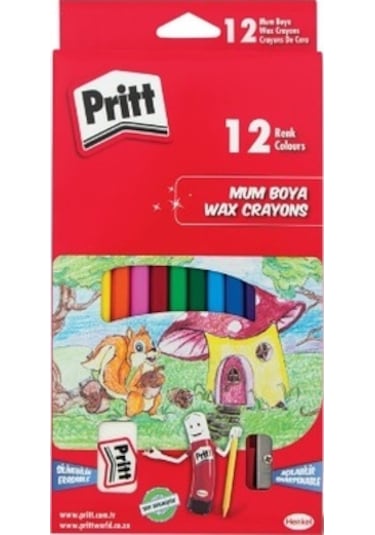Pritt Mum Pastel Boya Crayon Karton Kutu Silinebilir 12 Renk  1433