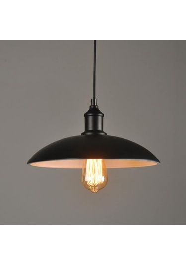 Riolıght Retro Siyah Içi Siyah Tekli Metal Sarkıt Avize