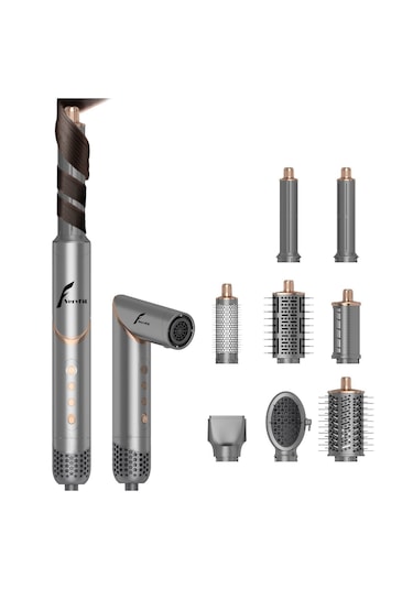 Veryfit 8 In 1 Hava Üflemeli Saç Düzleştirici Şekillendirici Comp Gri