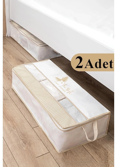 2 Adet Pencereli Baza Altı Düzenleyici Hurç 70x32x20 Qq Bej