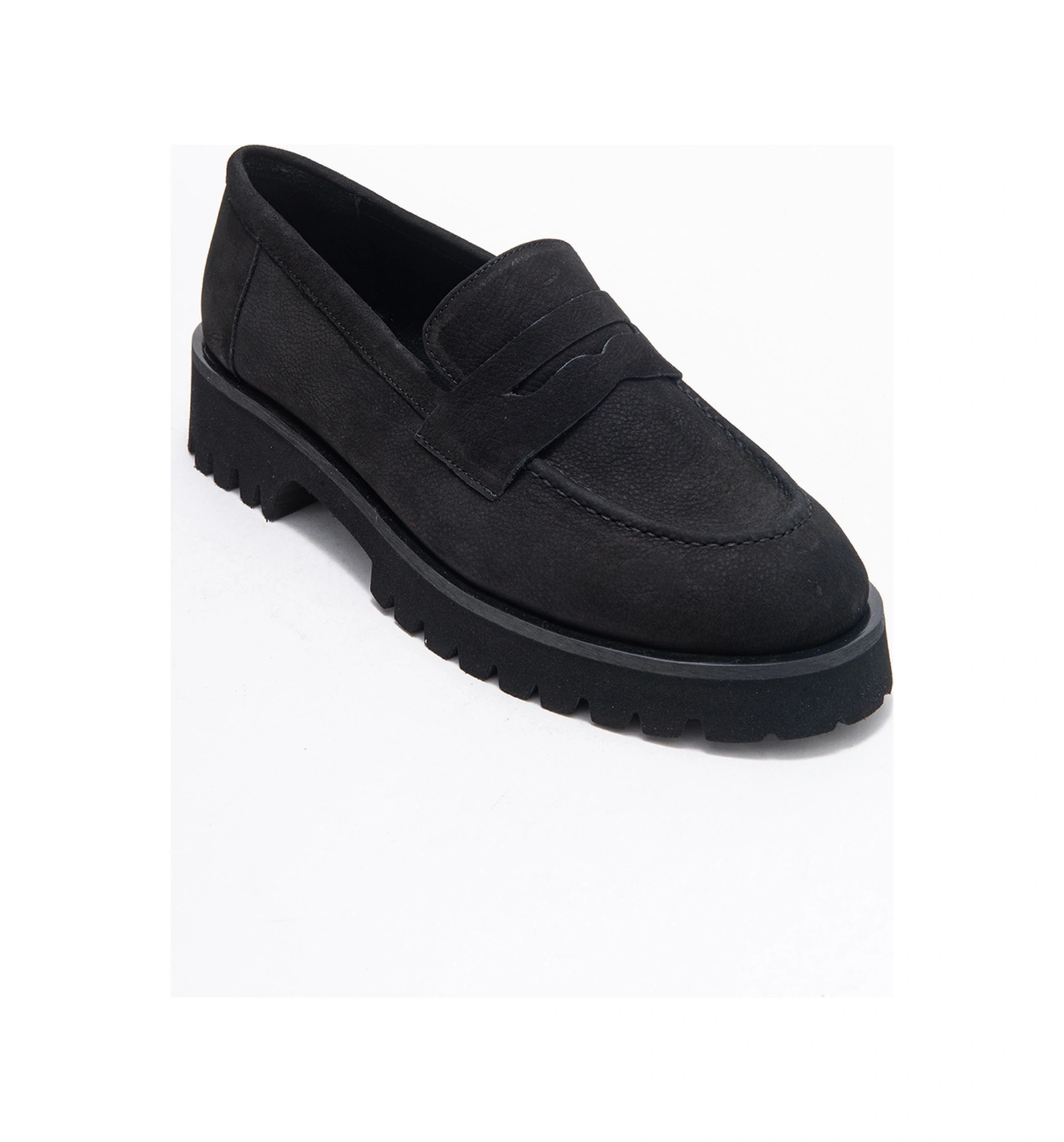 Vıonel Siyah Nubuk Hakiki Deri Kadın Loafer Ayakkabı Siyah