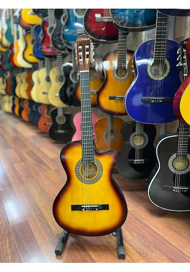Longa Sunburst 4/4 Tam Boy Kesik Kasa Klasik Gitar Kılıf Pena Dahil