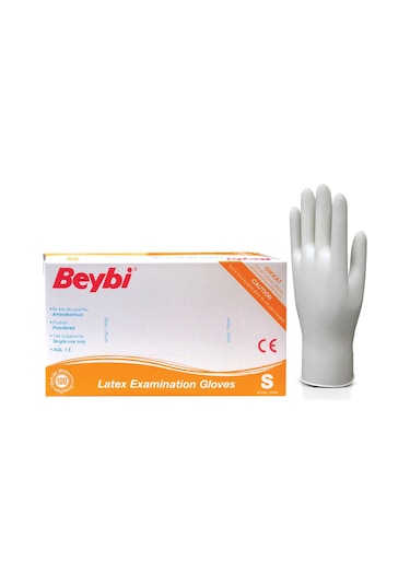 Beybi Pudralı Lateks Muayene Eldiveni 100'lü