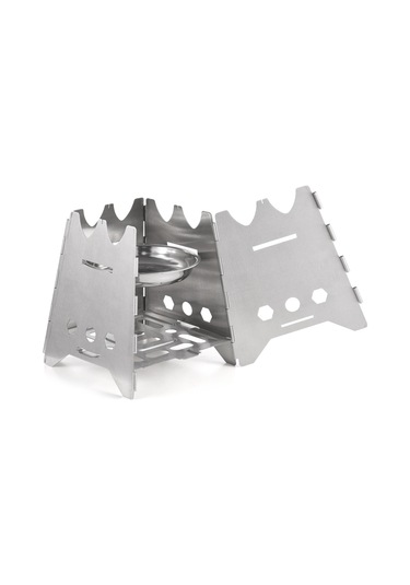 Vkemall İki Bir Arada Açık Katlanabilir Alkol Sobası Odun Sobası Kamp Mini Taşınabilir Katlanabilir Alkol Sobası Büyük Gümüş