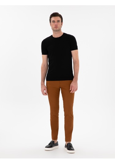 Cacharel Açık Kahverengi Slim Fit Pamuk Karışımlı Kanvas Pantolon