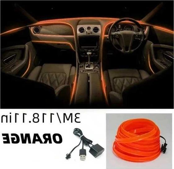 Trendooze 118.11 İnç Kırmızı Usb Led İç Aydınlatma Şeridi Araç Dekorasyonu İşık