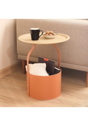 Just Home Sepetli Yan Sehpa - Krem / Terra Krem / Terra