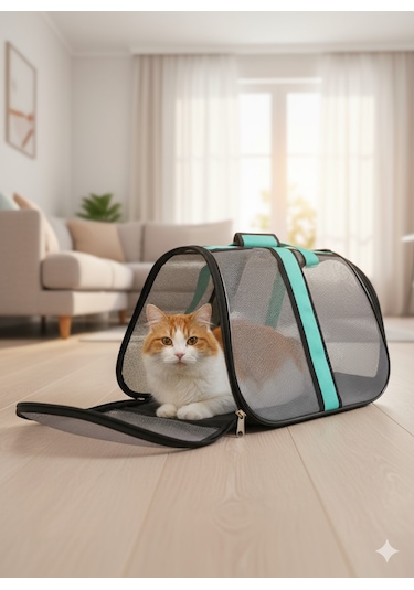 Newfull Kedi Taşıma Çantası Seyahat Evcil Hayvan Çantası Fileli Büyük Bot