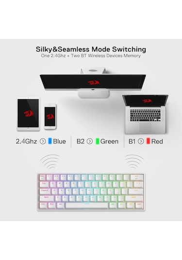 Redragon K530 Draconic%60 Kompakt Rgb Kablosuz, 5.0 Bluetooth Oyu