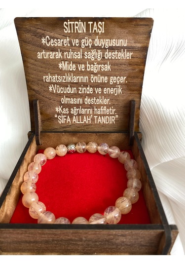 8mm Sitrin Para Doğal Taş Bileklik Sarı