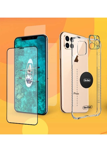 Go-Des Apple Uyumlu iPhone 6 Plus Ön Arka Koruma Go Des 5 in 1 Full Body Shield ZORE-220511 Siyah