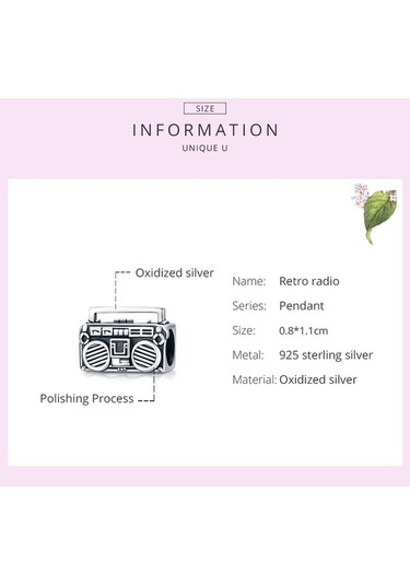 Fastbuy S925 Ayar Gümüş Retro Radyo Boncuk Dıy Bilezik Kolye Aksesuarları Çok Renkli Takı El Yapımı Şık Çok Renkli