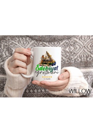Edebiyat Öğretmeni Temalı Kişiye Özel Seramik Kupa Bardak Beyaz