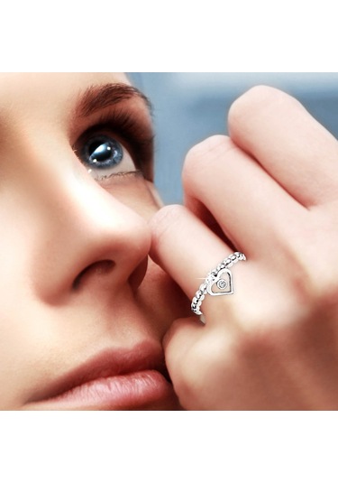 Kuyumcudukkani Kalp Sallantılı Trend Yüzük-10210-w-w Beyaz