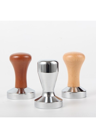 Wezone 58mm Gümüş Plaka Tabanlı Ahşap Saplı Kahve Tamamlama Aleti - Dayanıklı Metal Kahve Pressesi Diğer