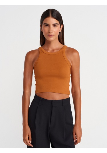Dilvin 21104 Fitilli Crop Top-a.kiremit A.kiremit