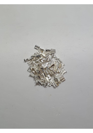 Dişi Fiş-terminal-kablo Ucu 6,3 Mm Tırnaklı Gümüş Kaplama-50 Adet
