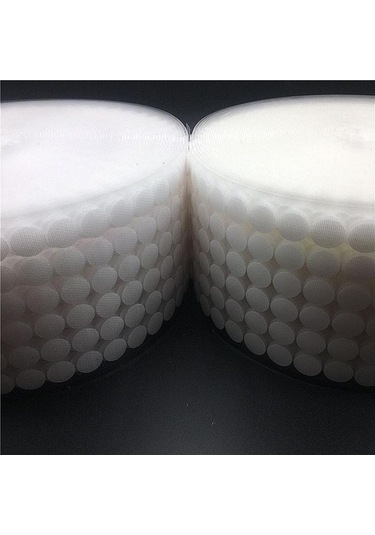 Pazly 15mm Beyaz Kendinden Yapışkanlı Kapatma Bandı Disk Sihirli Yapışkan Bant Beyaz Naylon Kapatma Bandı, Çantalar İçin Uygulayabilirsiniz