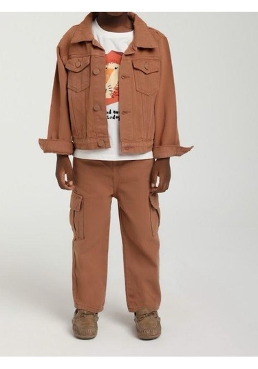 Erkek Çocuk Cepli Gömlek Ceket-15599 Kahverengi