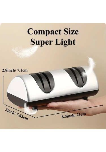 Xuweiwei İwhale Profesyonel Elektrikli Bıçak Bileyici Simli 2 Aşamalı Kaba İnce Bileyme Usb Şarj 18650 Pil Metal Toz Kutusu Abs Gümüş Gri