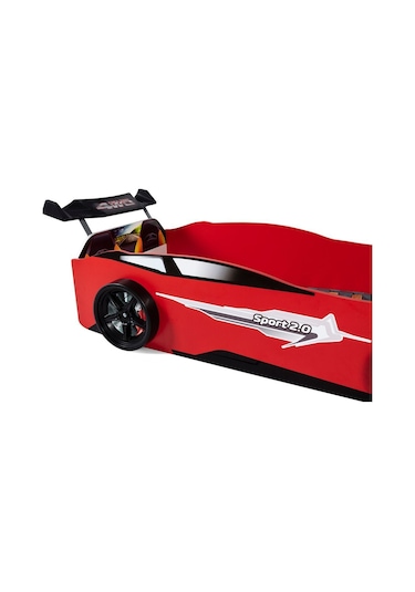 Kırmızı Arabalı Yatak Sport Mst Full Ledli Kumandalı Ve Müzikli 90x190 Cm