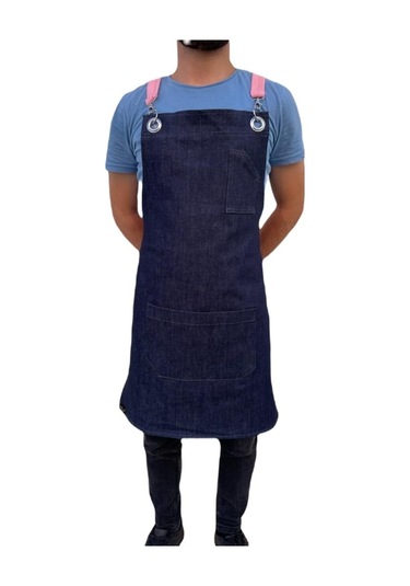 Kot Pembe Çapraz Askılı Askılı Trend Önlük Mavi